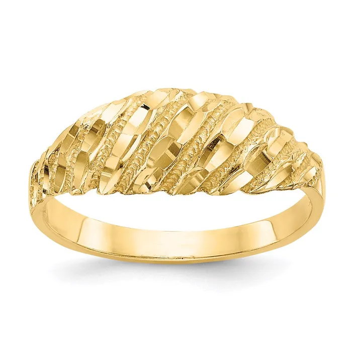 Rings Goldia 14K Yellow Gold Real Diamond Cut Dome Ring