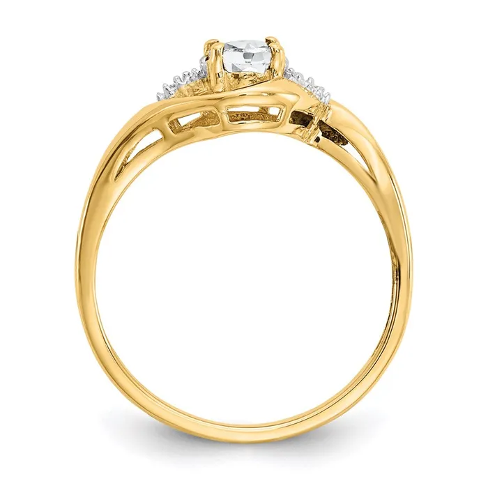 Rings Goldia 14K Yellow Gold White Topaz and Real Diamond Ring