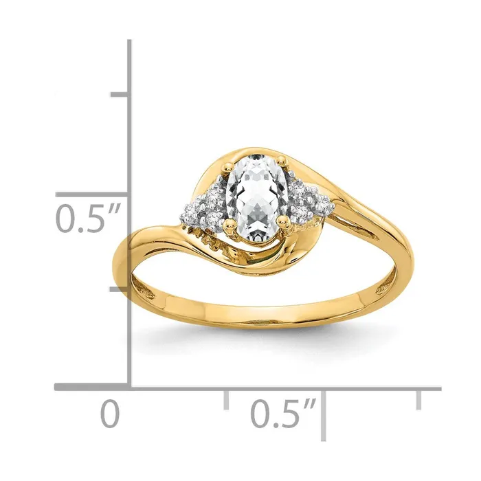 Rings Goldia 14K Yellow Gold White Topaz and Real Diamond Ring