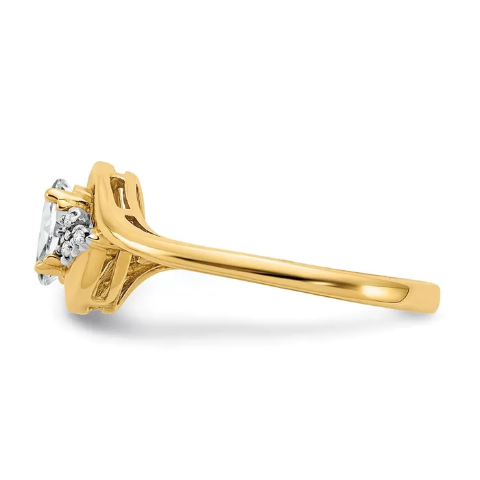 Rings Goldia 14K Yellow Gold White Topaz and Real Diamond Ring