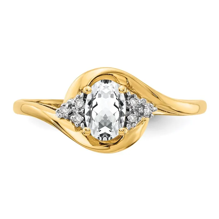 Rings Goldia 14K Yellow Gold White Topaz and Real Diamond Ring
