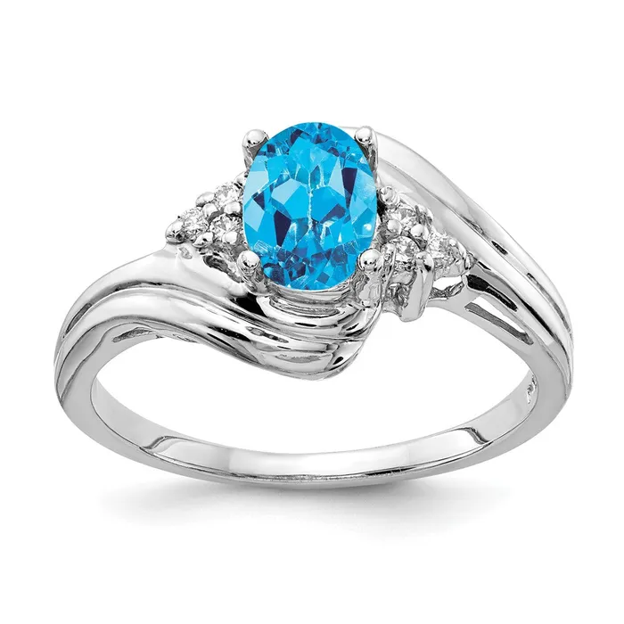 Rings goldiaca 14k White Gold 7x5mm Oval Blue Topaz Checker A Real Diamond ring Rings goldiaca 14k White Gold 7x5mm Oval Blue Topaz Checker A Real Diamond ring