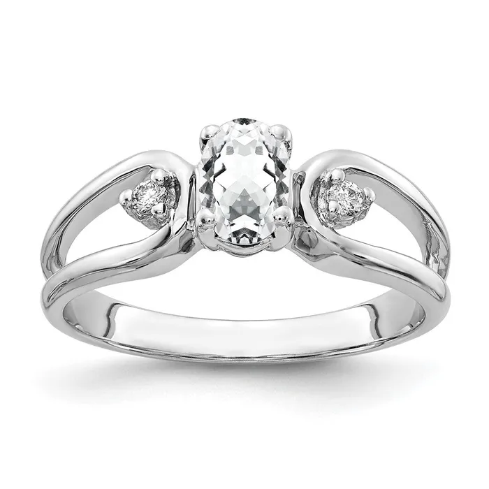 Rings Goldiacom 14k White Gold 6x4mm Oval Cubic Zirconia AAA Real Diamond ring