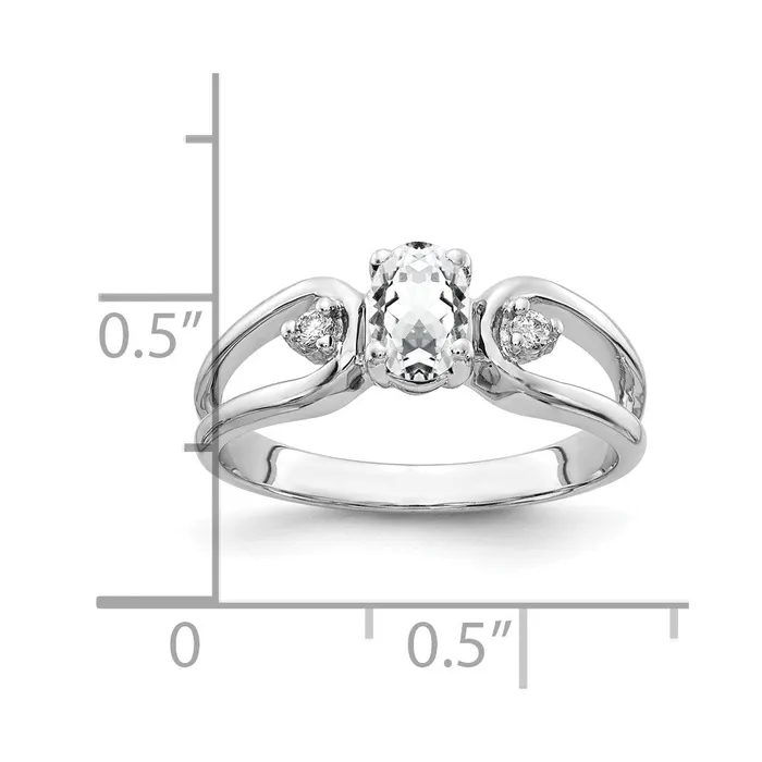 Rings Goldiacom 14k White Gold 6x4mm Oval Cubic Zirconia AAA Real Diamond ring