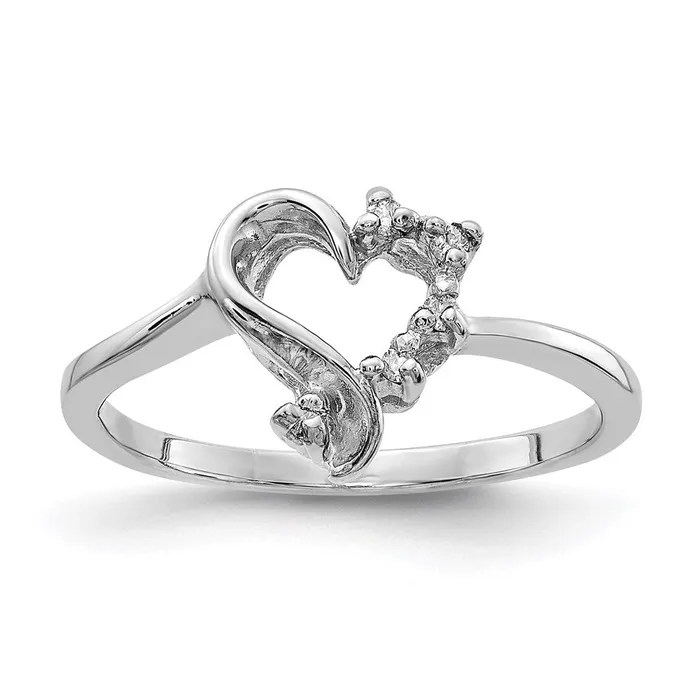 Rings Goldiacom 14k White Gold AA Real Diamond Heart Ring