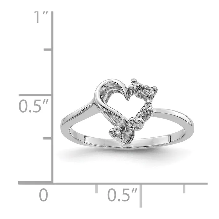 Rings Goldiacom 14k White Gold AA Real Diamond Heart Ring