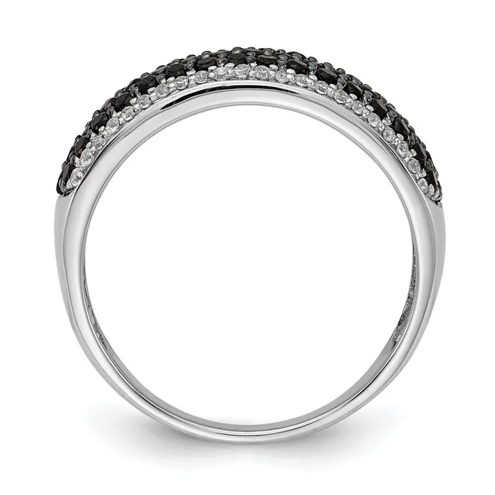 Rings Goldiacom 14k White Gold and Black Real Diamond Band Ring