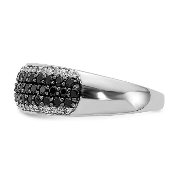 Rings Goldiacom 14k White Gold and Black Real Diamond Band Ring