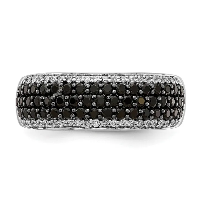 Rings Goldiacom 14k White Gold and Black Real Diamond Band Ring