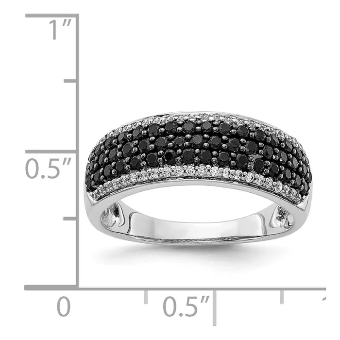 Rings Goldiacom 14k White Gold and Black Real Diamond Band Ring