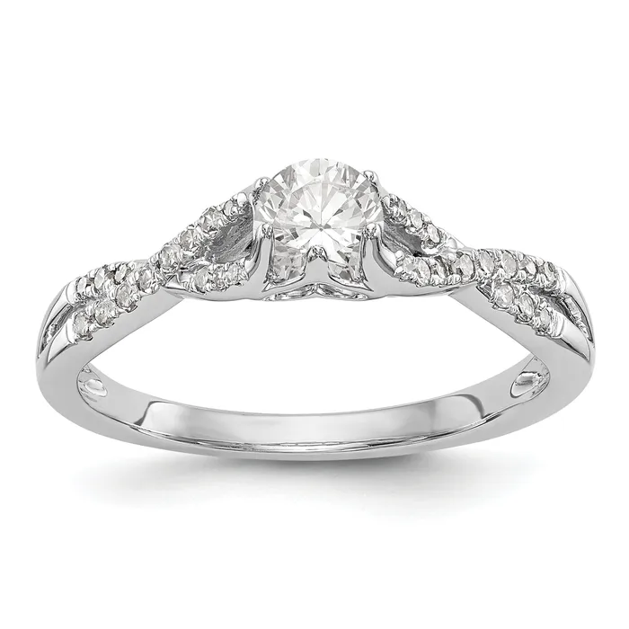 Rings Goldiacom 14k White Gold Diamond Round CZ Criss Cross Engagement Ring Rings Goldiacom 14k White Gold Diamond Round CZ Criss Cross Engagement Ring