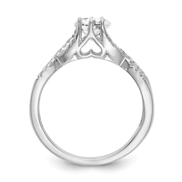Rings Goldiacom 14k White Gold Diamond Round CZ Criss Cross Engagement Ring