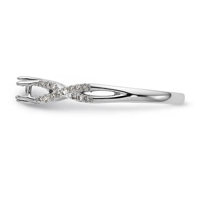 Rings Goldiacom 14k White Gold Diamond Round CZ Criss Cross Engagement Ring