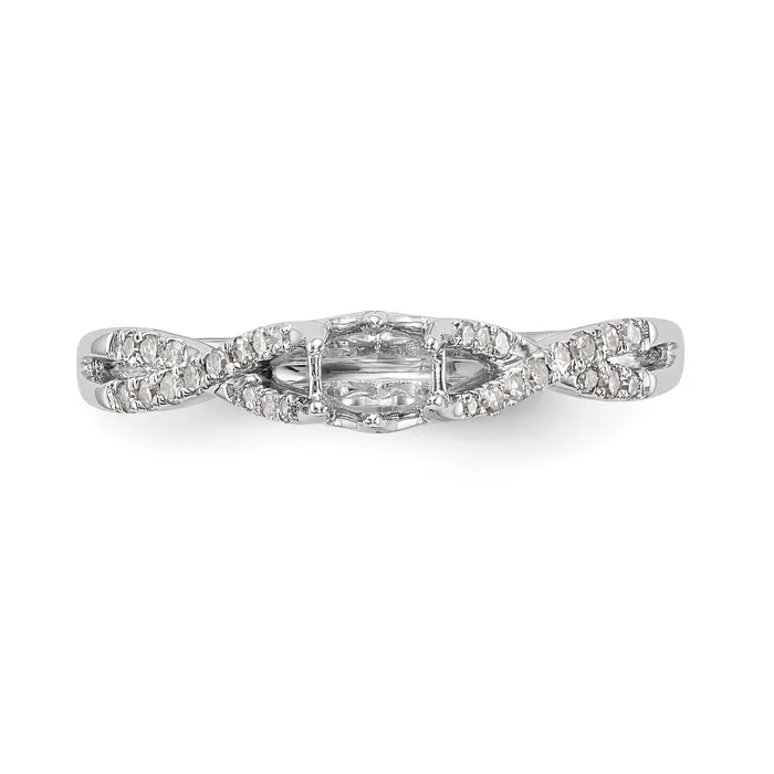 Rings Goldiacom 14k White Gold Diamond Round CZ Criss Cross Engagement Ring