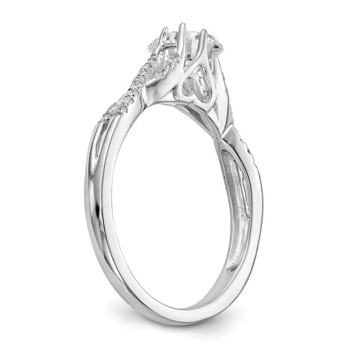 Rings Goldiacom 14k White Gold Diamond Round CZ Criss Cross Engagement Ring