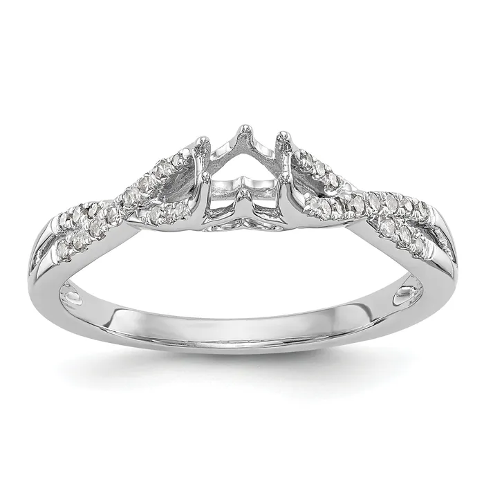 Rings Goldiacom 14k White Gold Diamond Round CZ Criss Cross Engagement Ring