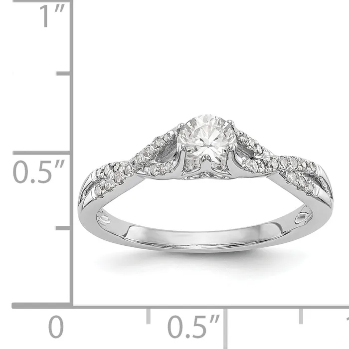 Rings Goldiacom 14k White Gold Diamond Round CZ Criss Cross Engagement Ring