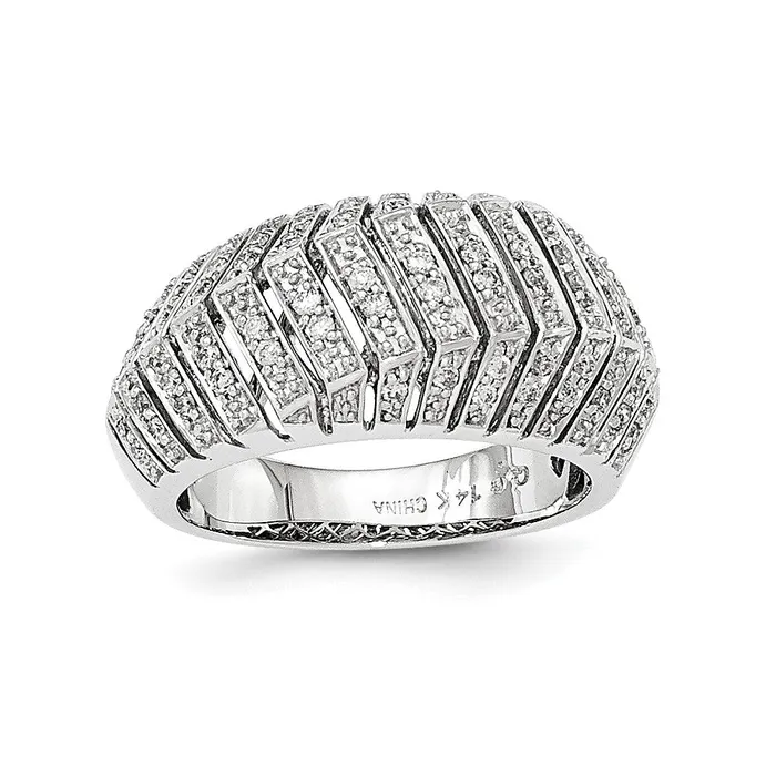 Rings Goldiacom 14K White Gold Real Diamond Pav Ring