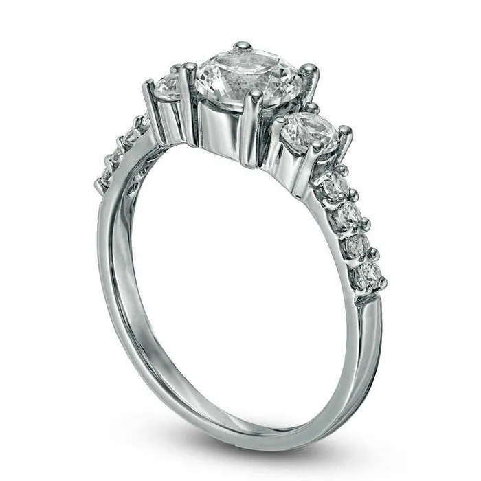 Rings Goldia LabCreated White Sapphire Three Stone Ring in Solid 10K White Gold Rings Goldia LabCreated White Sapphire Three Stone Ring in Solid 10K White Gold