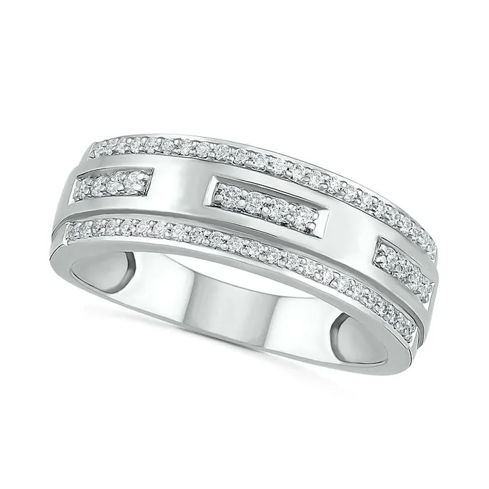 Rings Goldia Mens 038 CT TW Natural Diamond Edge Wedding Band in Solid 10K White Gold Rings Goldia Mens 038 CT TW Natural Diamond Edge Wedding Band in Solid 10K White Gold