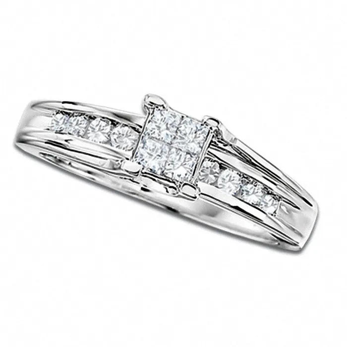 Rings Goldia Previously Owned 050 CT TW Quad Princess Natural Diamond Ring in Solid 14K White Gold Rings Goldia Previously Owned 050 CT TW Quad Princess Natural Diamond Ring in Solid 14K White Gold
