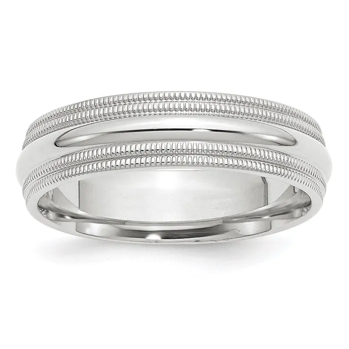 Rings Goldia Solid 14K White Gold 6mm Double Milgrain Comfort Fit MensWomens Wedding Band Ring Size 75 Rings Goldia Solid 14K White Gold 6mm Double Milgrain Comfort Fit MensWomens Wedding Band Ring Size 75