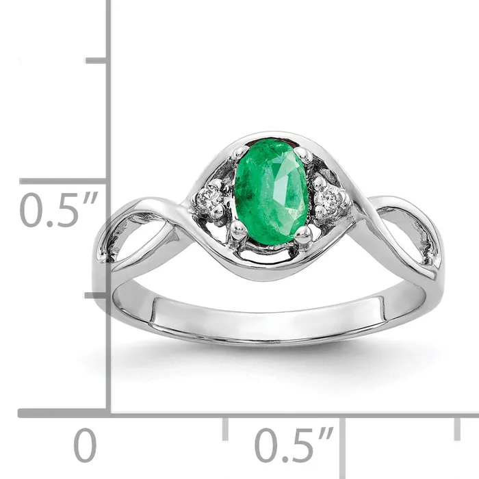 Rings Goldia Solid 14k White Gold 6x4mm Oval Simulated Emerald VS CZ Ring