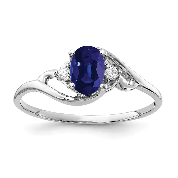 Rings Goldia Solid 14k White Gold 6x4mm Oval Simulated Sapphire AA CZ Ring Rings Goldia Solid 14k White Gold 6x4mm Oval Simulated Sapphire AA CZ Ring