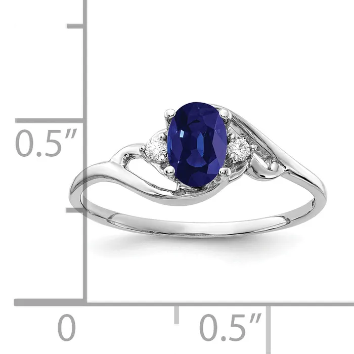 Rings Goldia Solid 14k White Gold 6x4mm Oval Simulated Sapphire AA CZ Ring