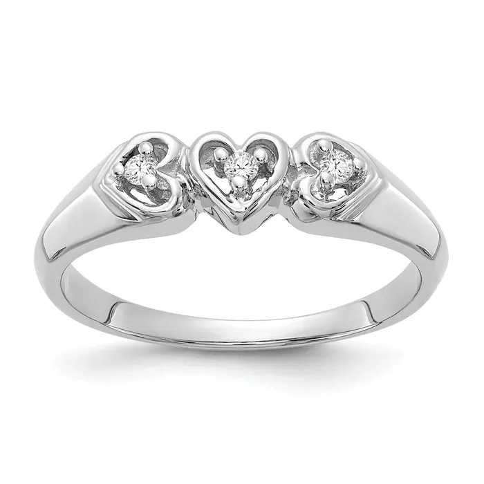 Rings Goldia Solid 14k White Gold AAA Simulated CZ heart Ring