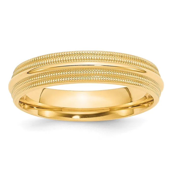 Rings Goldia Solid 14K Yellow Gold 5mm Double Milgrain Comfort Fit MensWomens Wedding Band Ring Size 95 Rings Goldia Solid 14K Yellow Gold 5mm Double Milgrain Comfort Fit MensWomens Wedding Band Ring Size 95