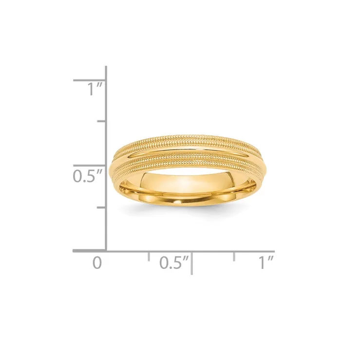 Rings Goldia Solid 14K Yellow Gold 5mm Double Milgrain Comfort Fit MensWomens Wedding Band Ring Size 95 Rings Goldia Solid 14K Yellow Gold 5mm Double Milgrain Comfort Fit MensWomens Wedding Band Ring Size 95