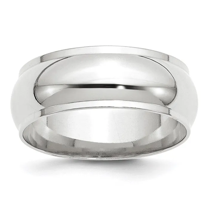 Rings Goldia Solid 18K White Gold 8mm Half Round with Edge MensWomens Wedding Band Ring Size 7 Rings Goldia Solid 18K White Gold 8mm Half Round with Edge MensWomens Wedding Band Ring Size 7
