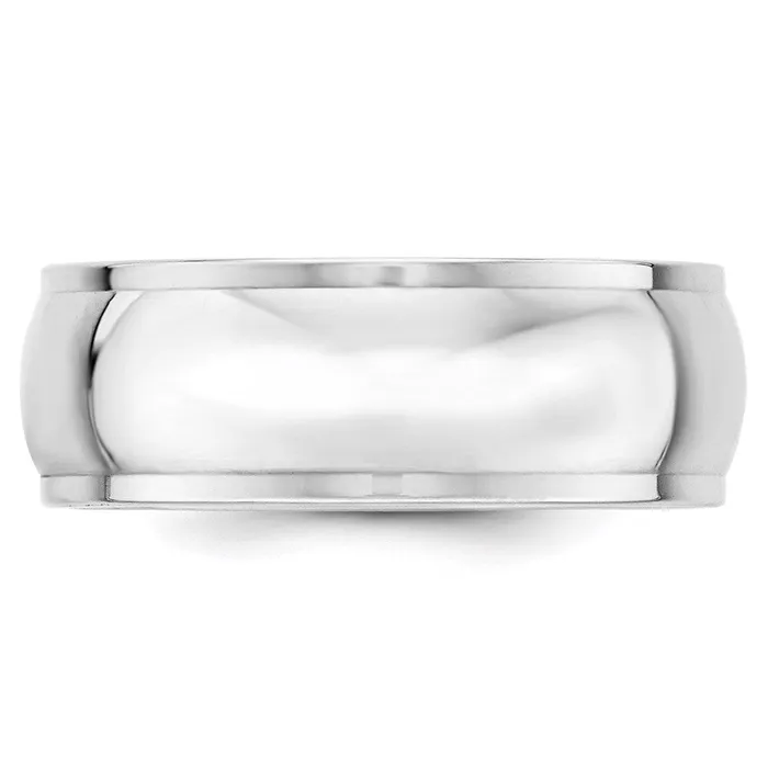 Rings Goldia Solid 18K White Gold 8mm Half Round with Edge MensWomens Wedding Band Ring Size 7 Rings Goldia Solid 18K White Gold 8mm Half Round with Edge MensWomens Wedding Band Ring Size 7