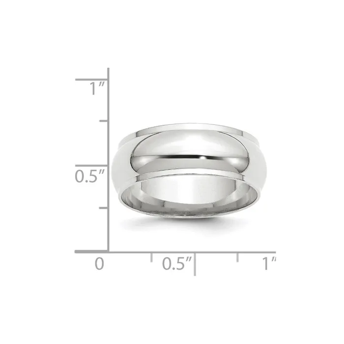 Rings Goldia Solid 18K White Gold 8mm Half Round with Edge MensWomens Wedding Band Ring Size 7 Rings Goldia Solid 18K White Gold 8mm Half Round with Edge MensWomens Wedding Band Ring Size 7
