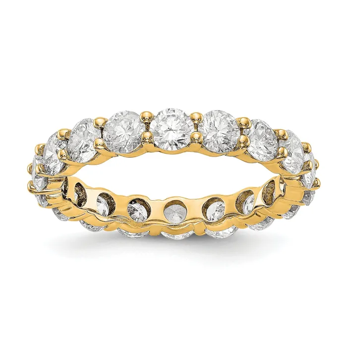 Rings Goldia Solid Real 14k Polished Shared Prong 3ct CZ Eternity Wedding Band Ring Rings Goldia Solid Real 14k Polished Shared Prong 3ct CZ Eternity Wedding Band Ring