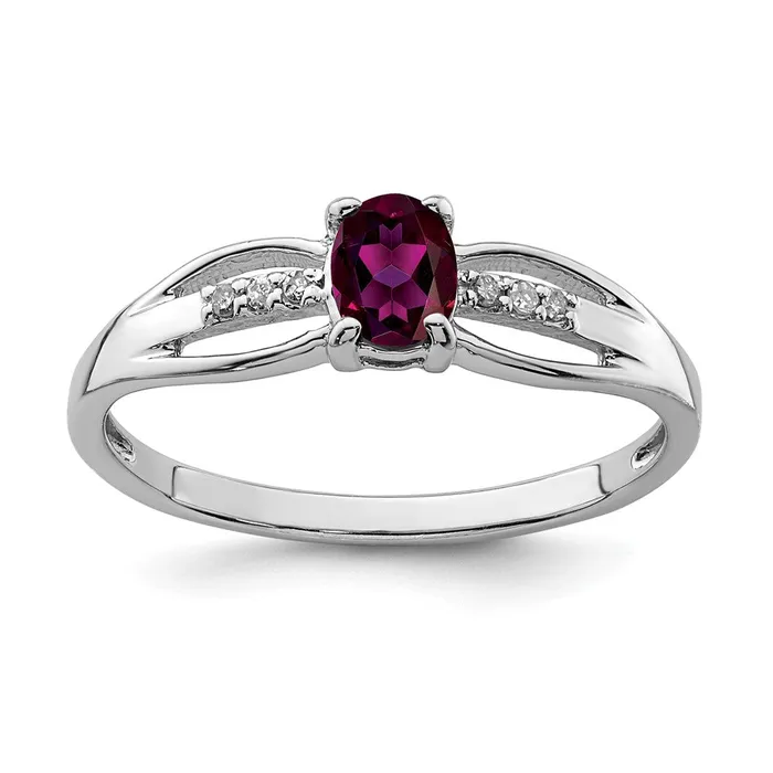 Rings Goldia Sterling Silver Rhodplated Diamond Rhodolite Garnet Ring
