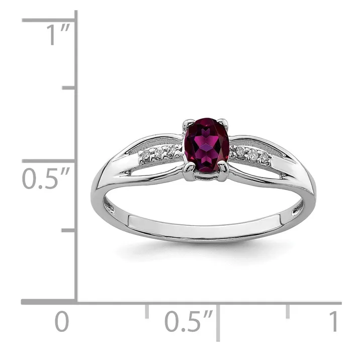 Rings Goldia Sterling Silver Rhodplated Diamond Rhodolite Garnet Ring