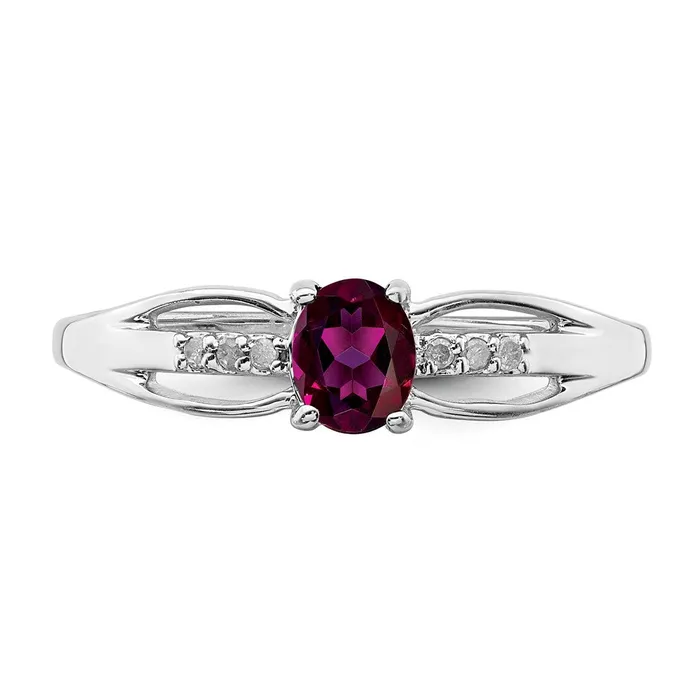 Rings Goldia Sterling Silver Rhodplated Diamond Rhodolite Garnet Ring