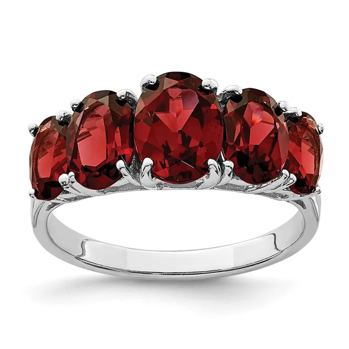Rings Goldia Sterling Silver Rhodium Garnet Ring