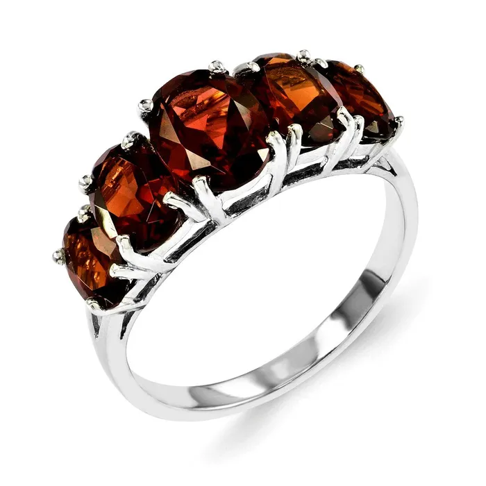 Rings Goldia Sterling Silver Rhodium Garnet Ring