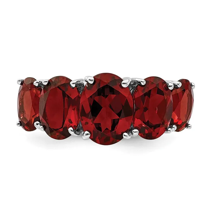 Rings Goldia Sterling Silver Rhodium Garnet Ring