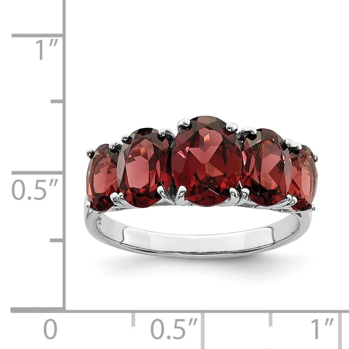 Rings Goldia Sterling Silver Rhodium Garnet Ring