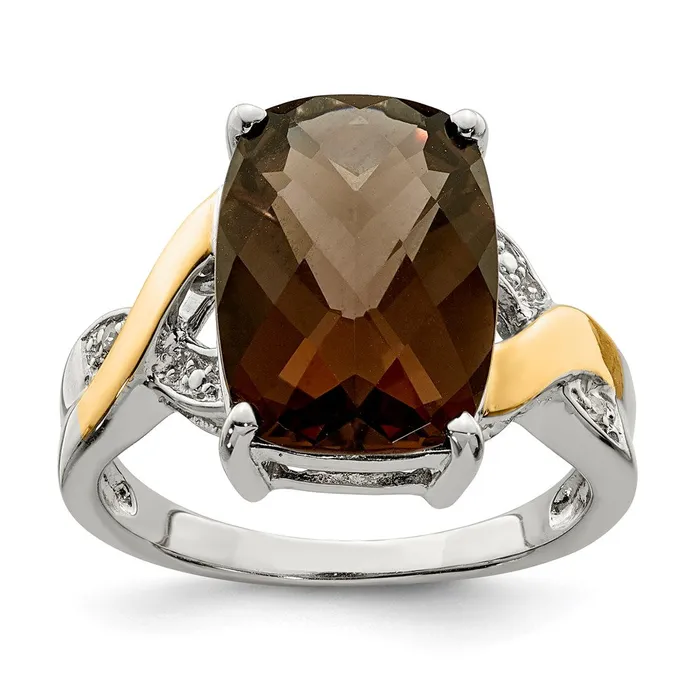 Rings Goldia Sterling Silver u0026 14K Smoky Quartz u0026 Diamond Ring