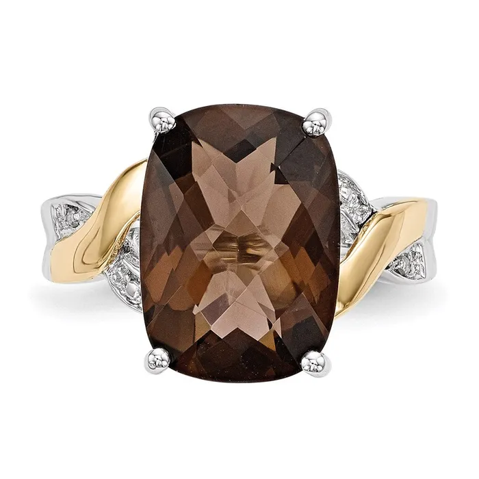 Rings Goldia Sterling Silver u0026 14K Smoky Quartz u0026 Diamond Ring