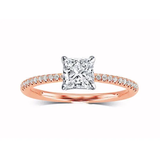 Rings JMS always Original DiamondMuse 250 cttw Rose Tone Square Swarovski Diamonds White Solitaire Engagement Ring in Sterling Silver Rings JMS always Original DiamondMuse 250 cttw Rose Tone Square Swarovski Diamonds White Solitaire Engagement Ring in Sterling Silver