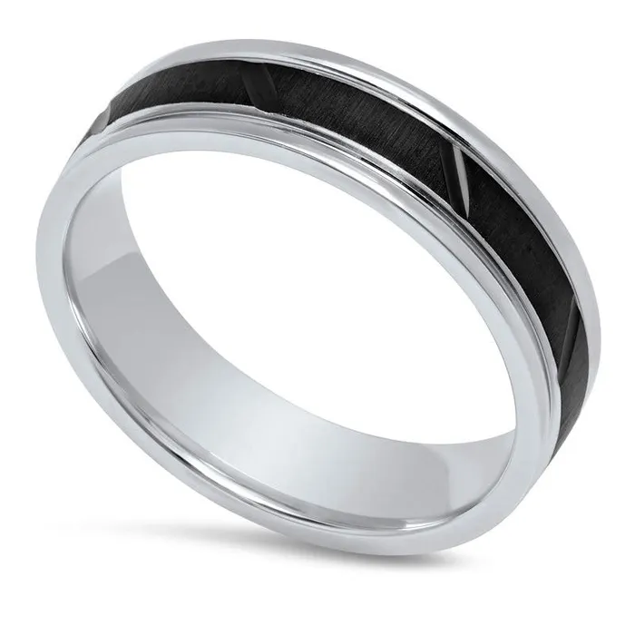 Rings Mens 60mm Natural DiamondCut Slant Groove Center Wedding Band in Sterling Silver and Black Rhodium Goldia Rings Mens 60mm Natural DiamondCut Slant Groove Center Wedding Band in Sterling Silver and Black Rhodium Goldia