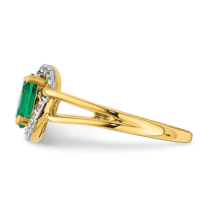 Rings Solid 14k Yellow Gold Simulated CZ and Oval Emerald Ring Goldia