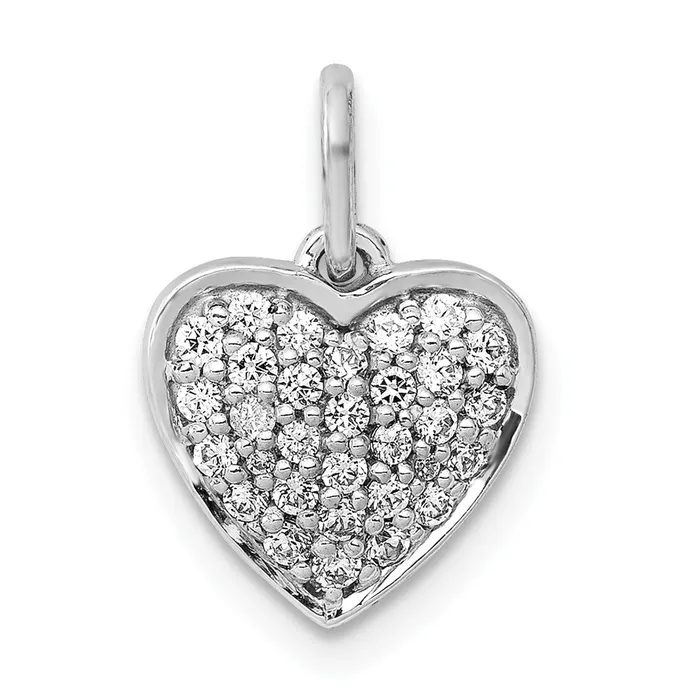 Solid 14k White Gold 14ct Simulated CZ Heart Pendant Goldia Necklaces