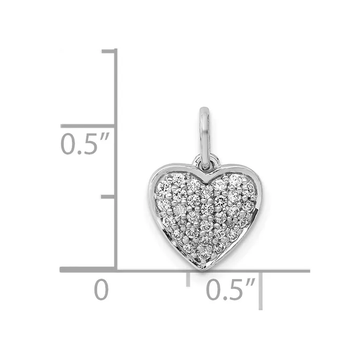 Solid 14k White Gold 14ct Simulated CZ Heart Pendant Goldia Necklaces